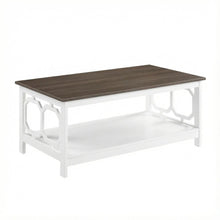 Driftwood White Coffee Table with Shelf MDF Contemporary Design