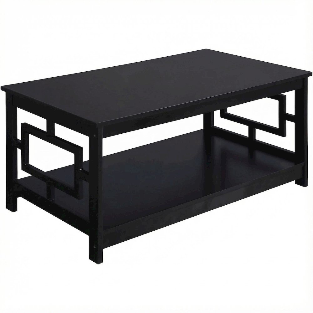 Black Coffee Table MDF with Storage Shelf and Multi-Finish Options