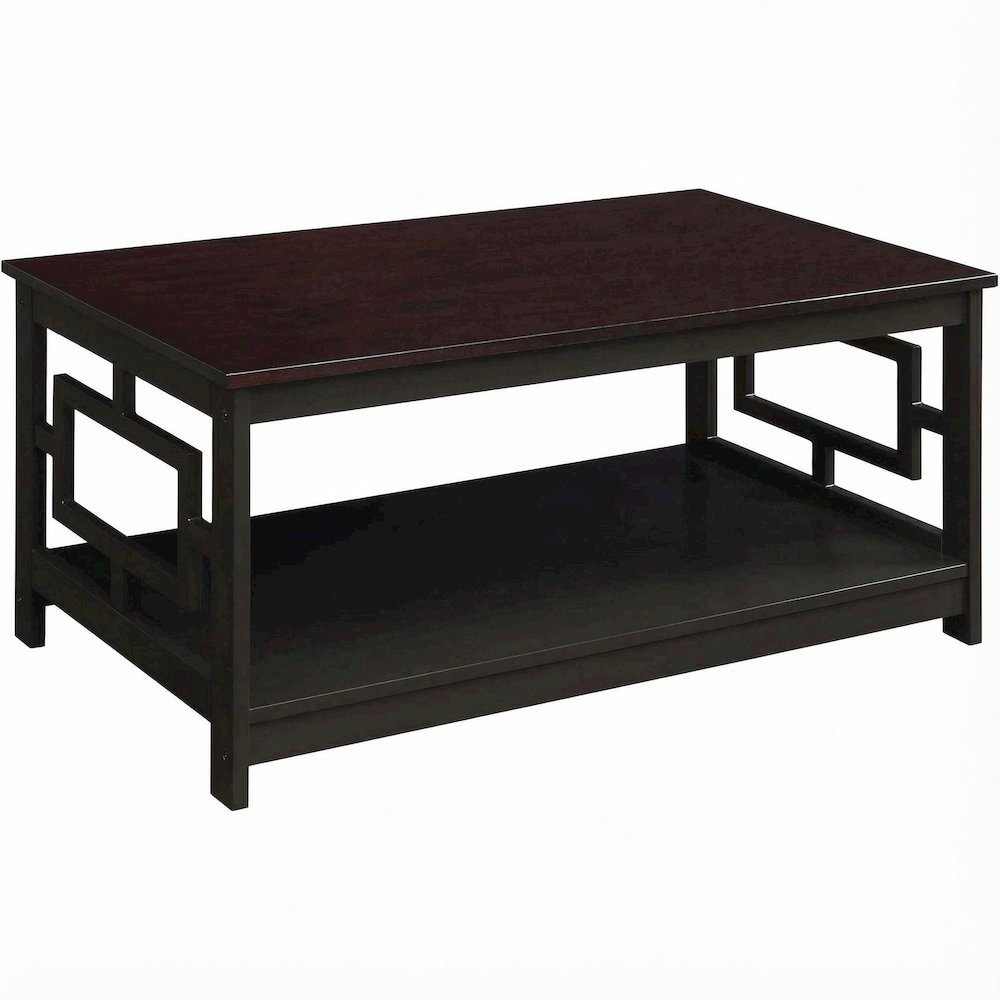 Espresso MDF Coffee Table with Shelf and Storage Space, Multi-Finish Options