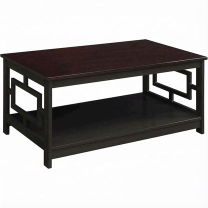 Espresso MDF Coffee Table with Shelf and Storage Space, Multi-Finish Options