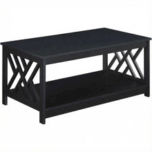 Black Coffee Table with Shelf MDF Construction Sturdy Modern Design