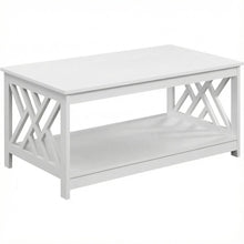 White MDF Coffee Table with Shelf and Storage Space Titan