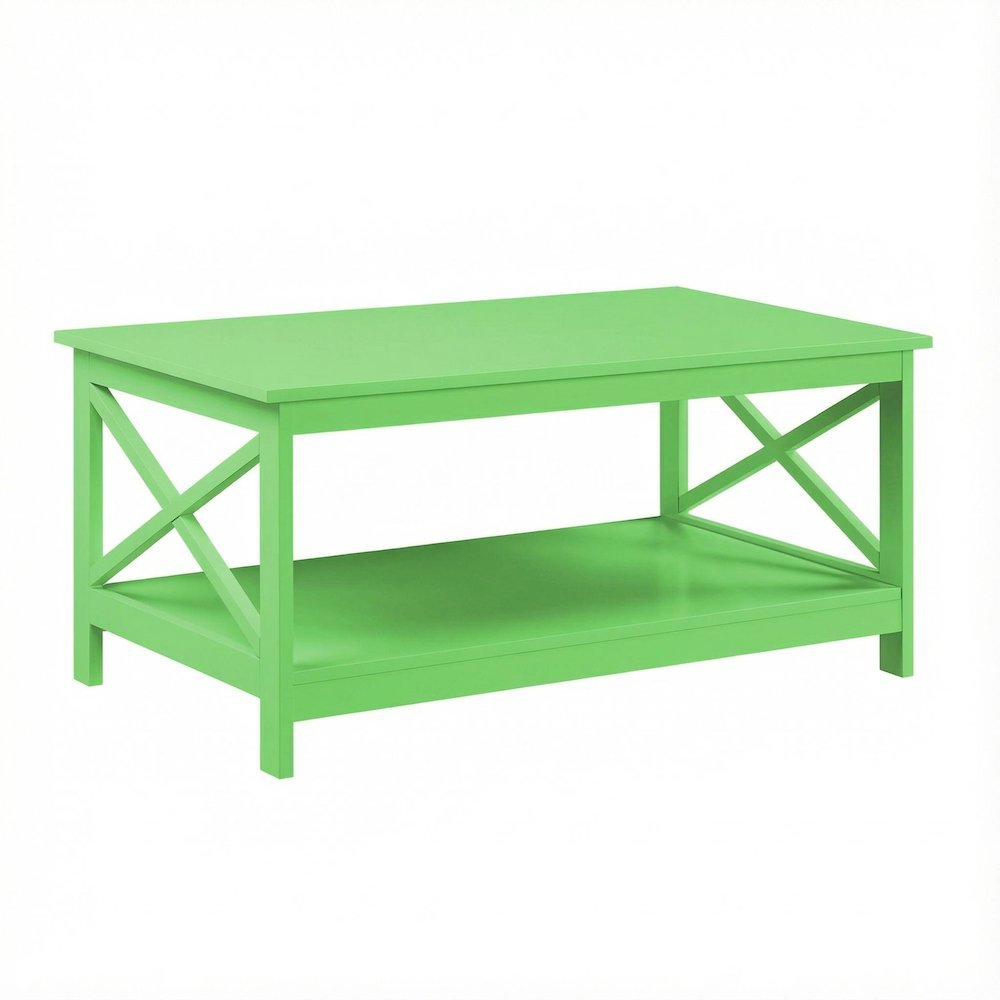 Coffee Table Lime MDF with Shelf Coastal Style Transitional Design