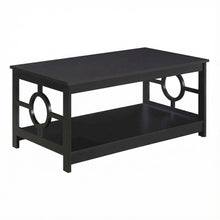 Black Coffee Table with Ring Design, Particle Board and MDF Construction