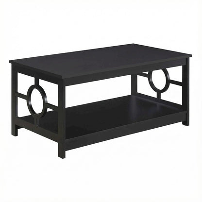 Black Coffee Table with Ring Design, Particle Board and MDF Construction