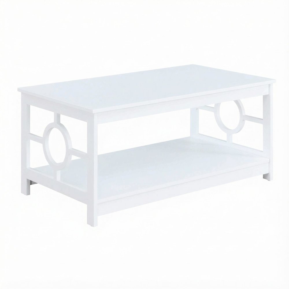 White Ring Coffee Table with Particle Board and MDF Frame, Melamine Finish