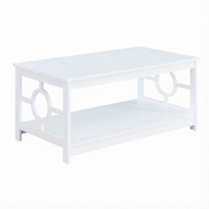 White Ring Coffee Table with Particle Board and MDF Frame, Melamine Finish