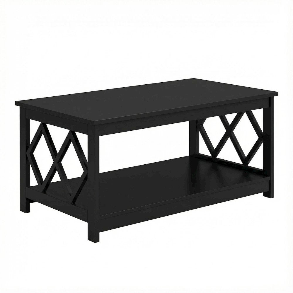 Black Particle Board Diamond Coffee Table with Contemporary Style