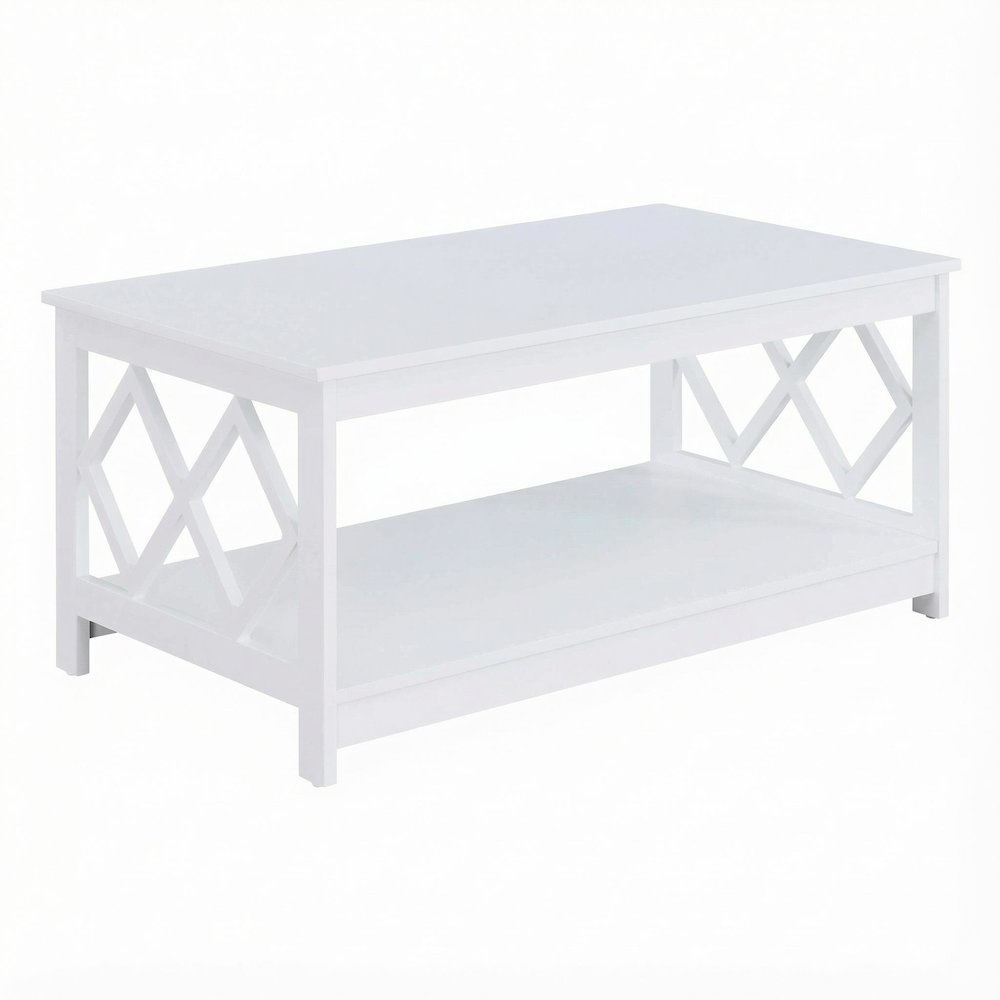 White Particle Board Coffee Table with Contemporary Design and Lightweight Build