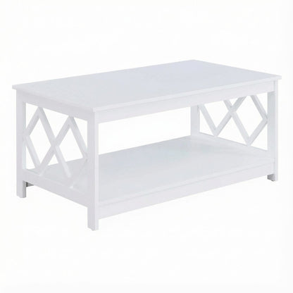 White Particle Board Coffee Table with Contemporary Design and Lightweight Build