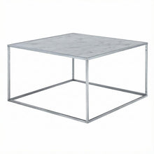 Faux Marble Coffee Table Silver Powder Coated Metal Frame Stylish Design