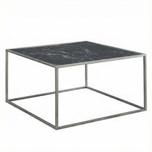 Black Faux Marble Coffee Table with Silver Legs MDF Top Stylish Design