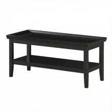 Black Coffee Table with Shelf and Sturdy Wood Construction for Living Room
