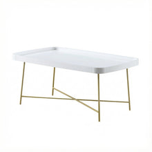 White and Gold Coffee Table MDF Top with Contemporary Modern Design
