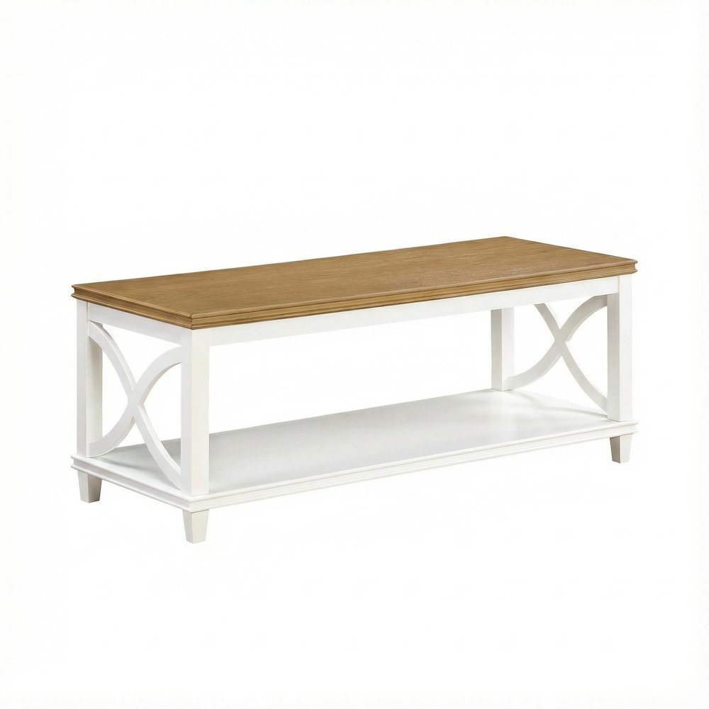 Driftwood White Coffee Table MDF Modern Farmhouse Design Durable Surface