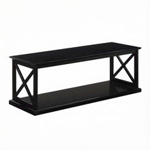 Black Coffee Table with Shelf and Sturdy Frame for Living Room Storage