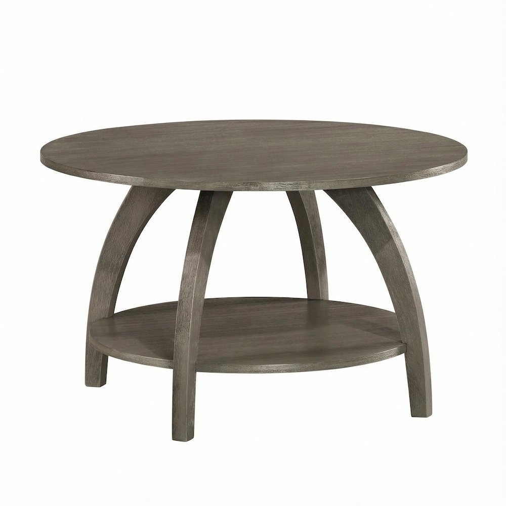 Distressed White Coffee Table with Shelf Scandinavian Style and Sturdy Design