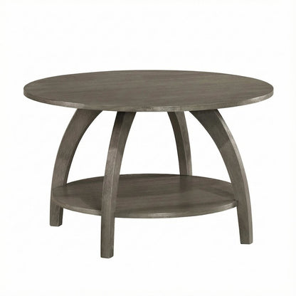 Distressed White Coffee Table with Shelf Scandinavian Style and Sturdy Design