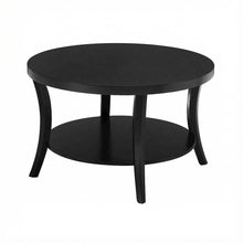 Round Classic Coffee Table with Shelf and Storage Space for Living Room