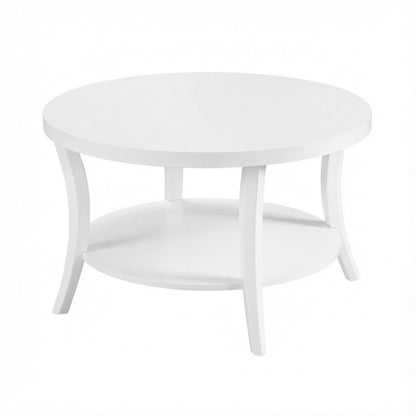 Round Coffee Table with Shelf Classic Design and Sturdy Construction