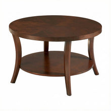 Round Coffee Table Classic Style with Lower Shelf and Sturdy Build