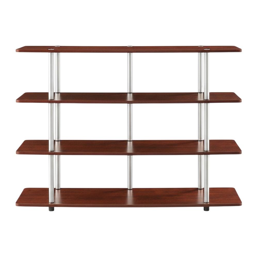Cherry TV stand with no tools, 4-tier design, for TVs up to 55 inches
