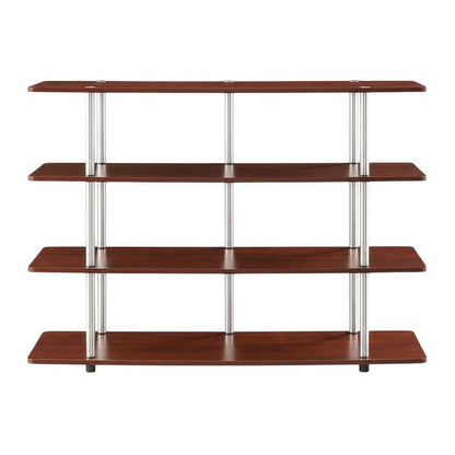 Cherry TV stand with no tools, 4-tier design, for TVs up to 55 inches
