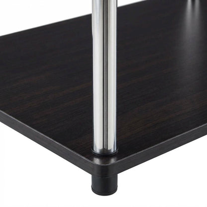 Espresso 3-Tier TV Stand, Particle Board, Steel Poles, 65-Inch Displays