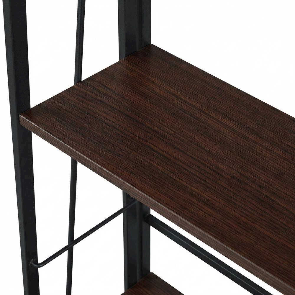 Espresso Folding 4-Tier Bookshelf with Durable Particle Board Construction