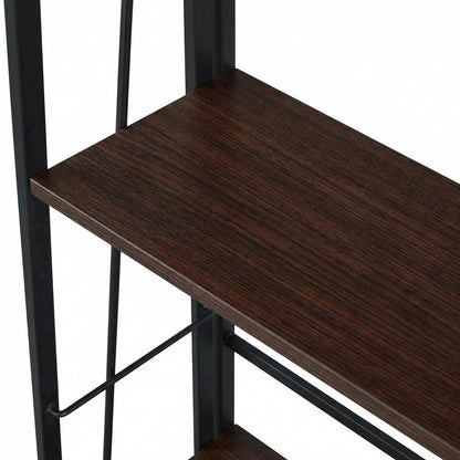 Espresso Folding 4-Tier Bookshelf with Durable Particle Board Construction