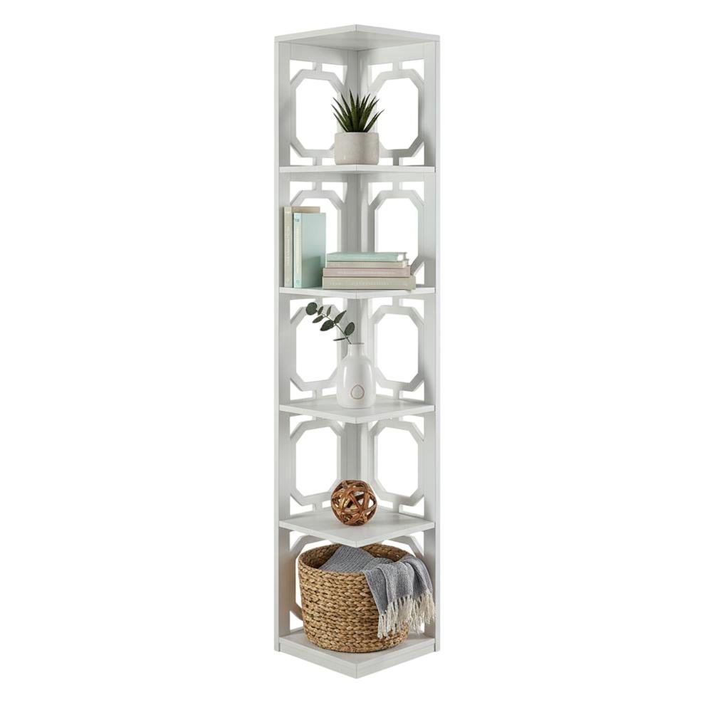 5-Tier Corner Bookcase with Durable Non-Lead Paint Finish