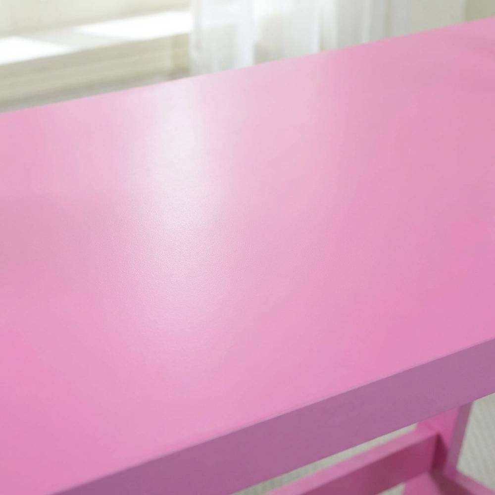 Pink Trestle Desk with Shelves, Stylish Workspace for Home and Office