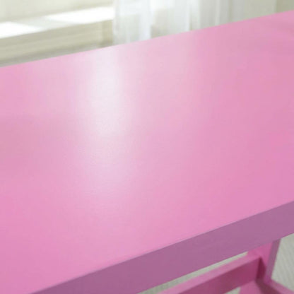 Pink Trestle Desk with Shelves, Stylish Workspace for Home and Office