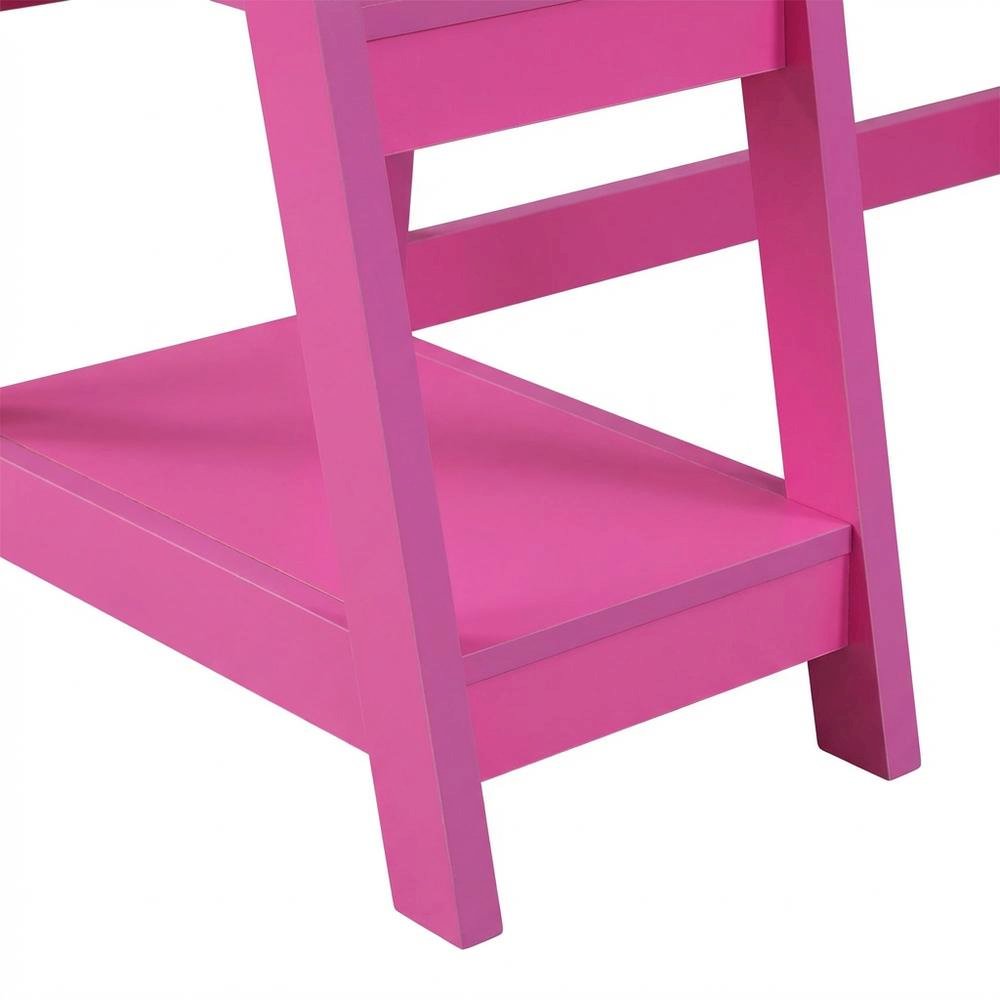 Pink Trestle Desk with Shelves, Stylish Workspace for Home and Office