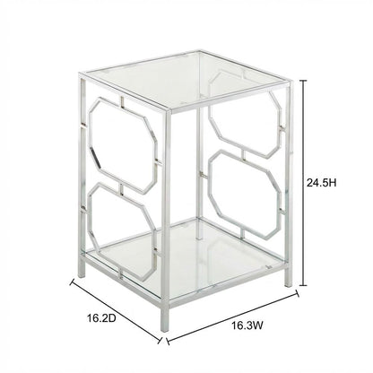 Modern Chrome End Table with Sleek Metal Frame and Minimalist Design