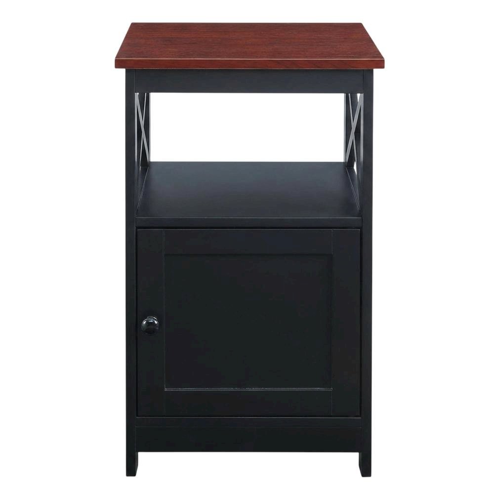 End Table with Cabinet in Classic Finish, Durable Wood Lens