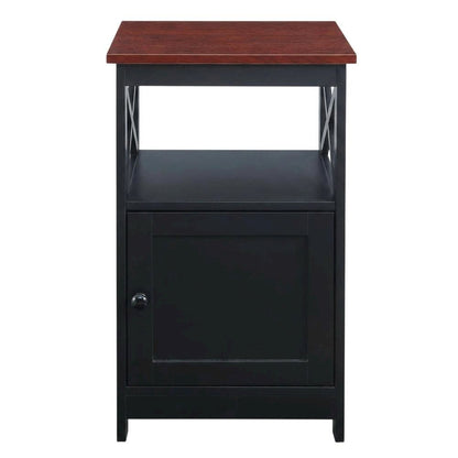 End Table with Cabinet in Classic Finish, Durable Wood Lens