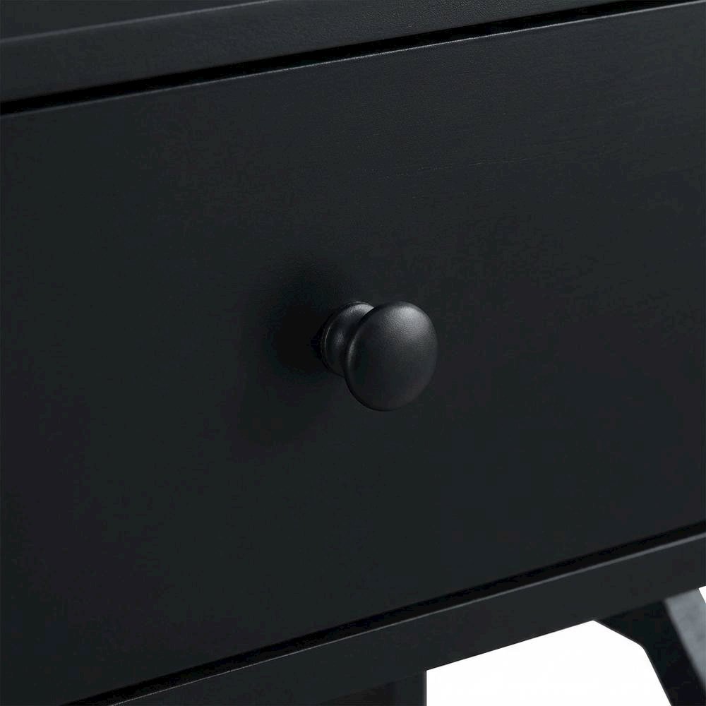 Black end table with single drawer for versatile living space use