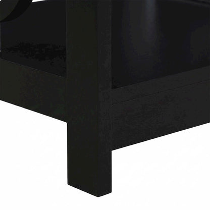 Black wooden end table with modern design and sleek finish