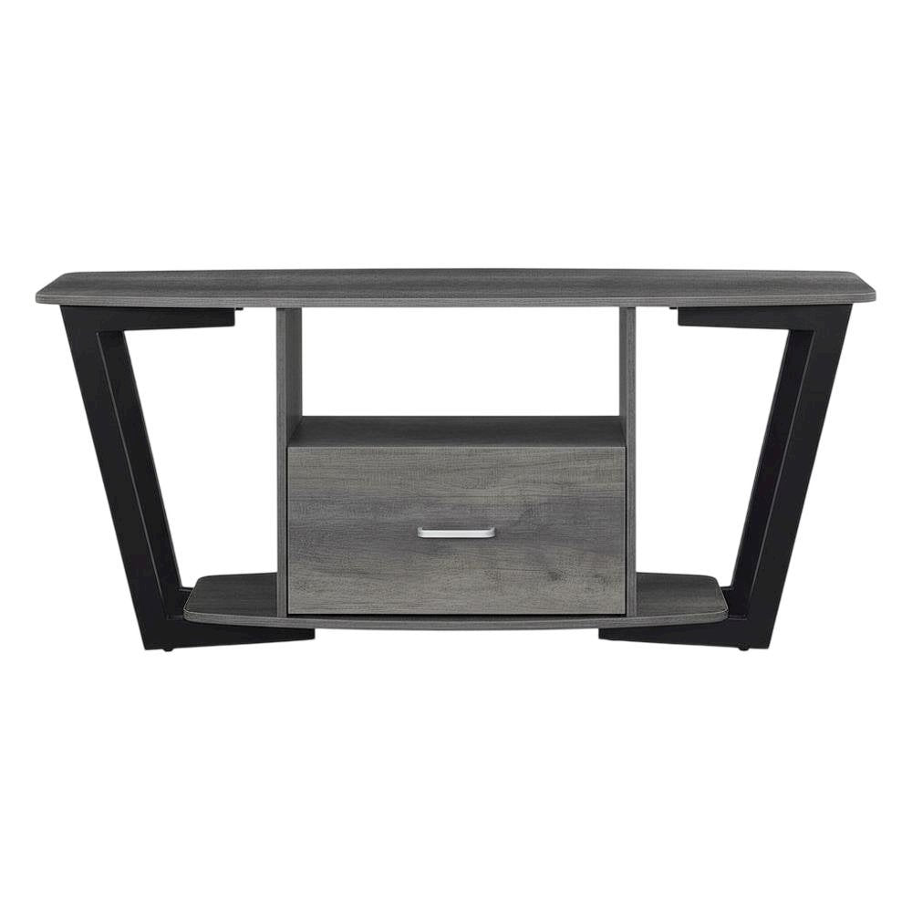 Black Graystone TV Stand for 65-Inch Screens with Shelves and Storage