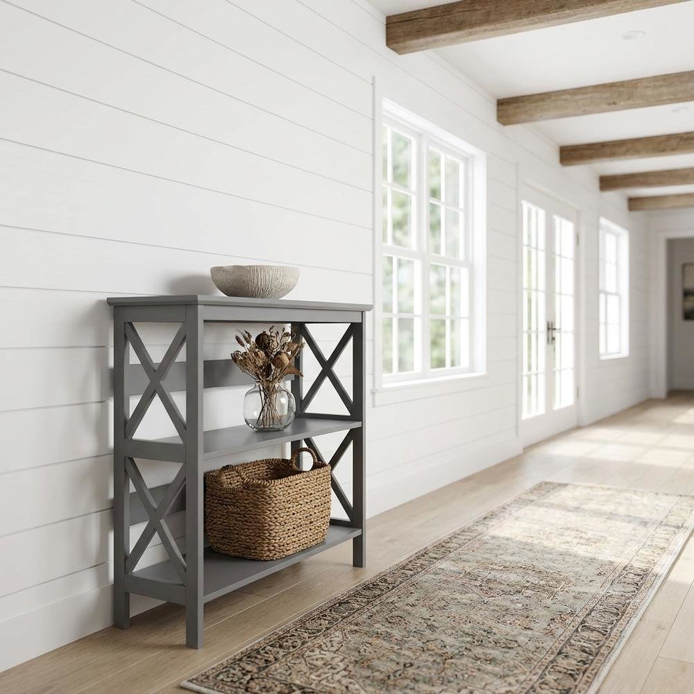 Wooden 3-Tier Bookcase with Non-Lead Base Paint and Storage Shelves