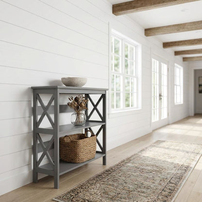 Wooden 3-Tier Bookcase with Non-Lead Base Paint and Storage Shelves