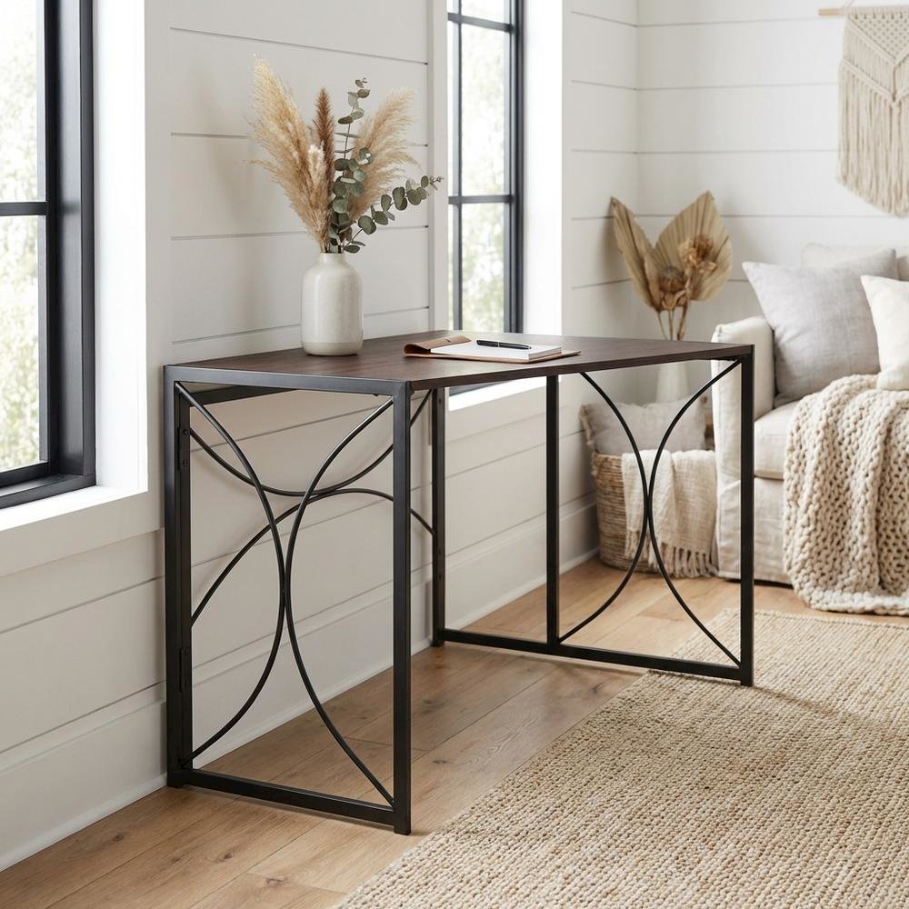 Portable Brown Folding Desk With Compact Design And Sturdy Construction