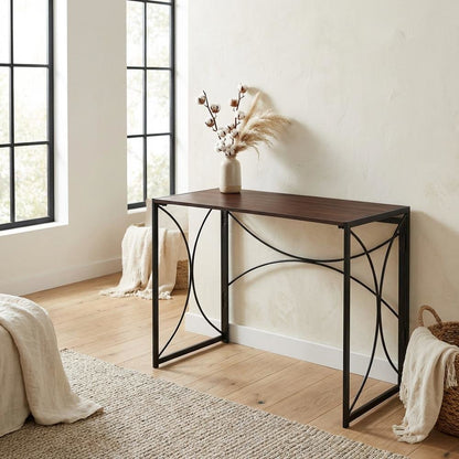 Portable Brown Folding Desk With Compact Design And Sturdy Construction