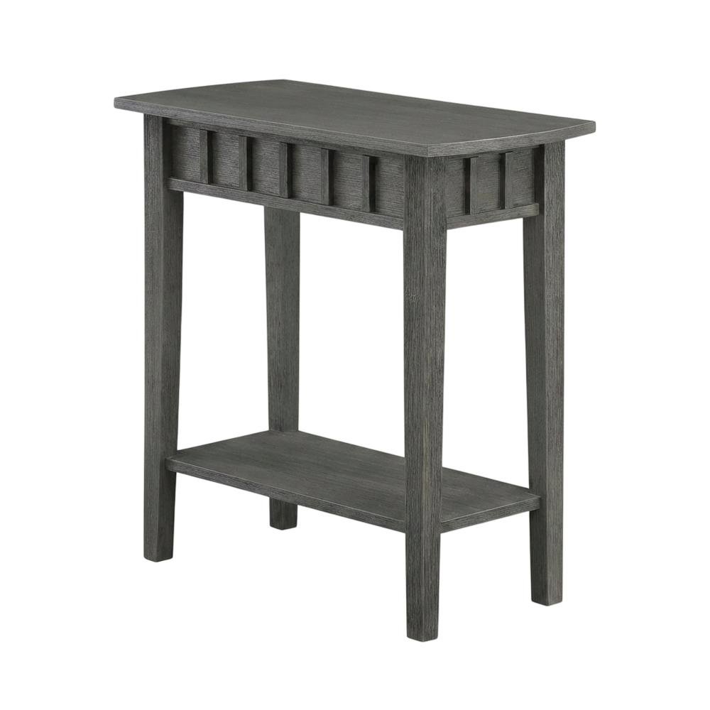 Dark Gray End Table with Shelf and Wirebrush Finish