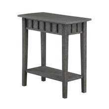 Dark Gray End Table with Shelf and Wirebrush Finish