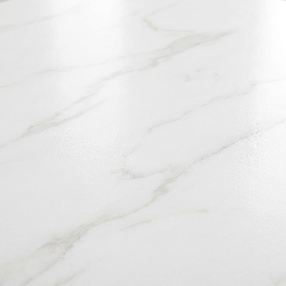 Round End Table with Faux White Marble Top and Chrome Finish