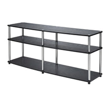 Black 3-Tier TV Stand with Particle Board and Metal Support