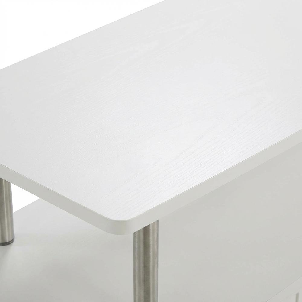 White TV Stand with 3 Storage Cabinets and Shelf for Up to 55-Inch TVs