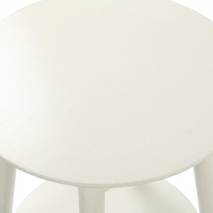 Mid Century Round End Table with Bottom Shelf for Living Room and Lounge